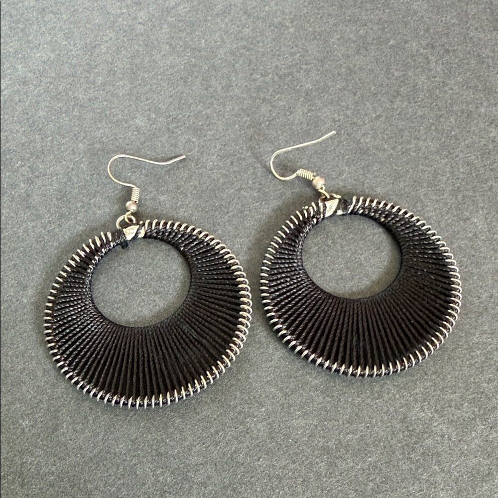 Elegant Black and Silver Hoop Earrings